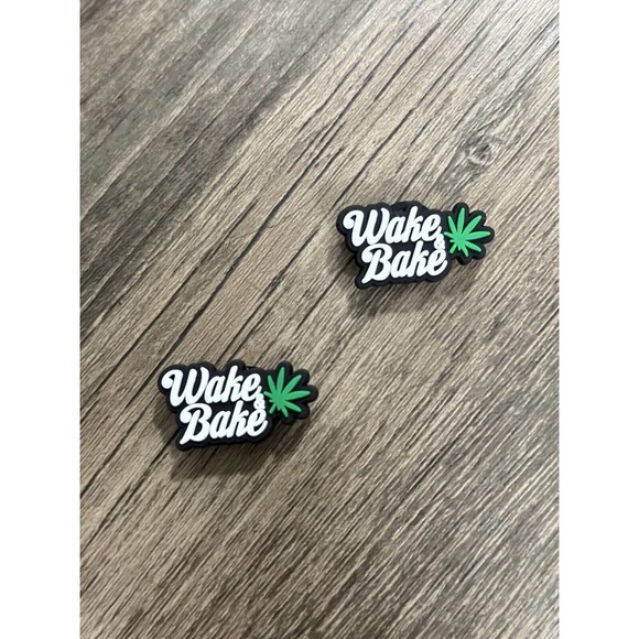 CROCS Accessories - Weed Wake & Bake Marijuana Cannabis Charm For Crocs Shoe Charms - 2 Pieces